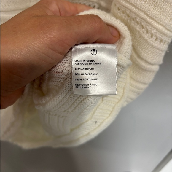 Anthropologie Moth Ivory Acrylic Eyelet Lace Crewneck Sweater Small - Picture 6 of 9